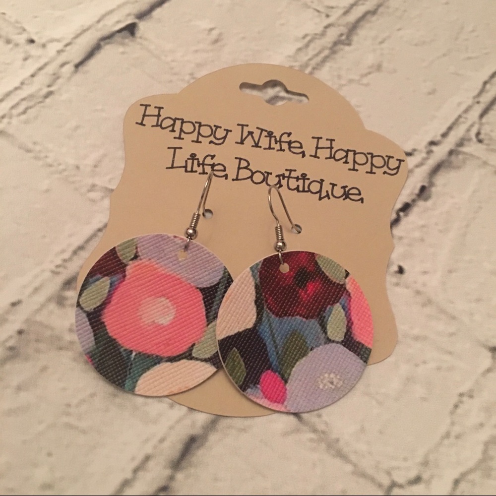 3 for $16 flower faux leather earrings